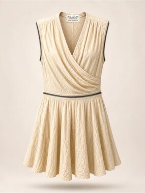 All Saints Hand-Dyed Silk Quilted Top in Light Beige